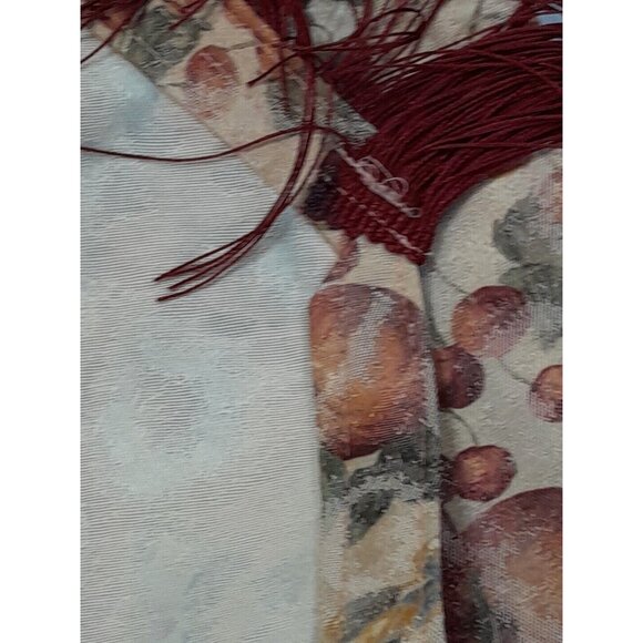 2 Vintage Fall Friut Design Table Runners With Red Fringe 72" & 57" - Picture 8 of 9